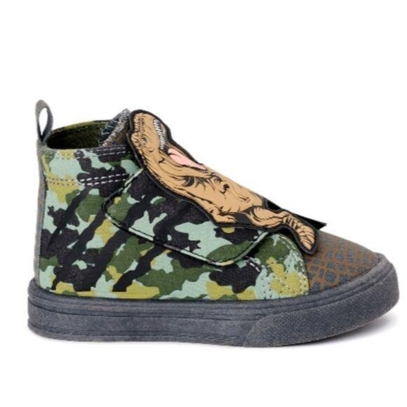WONDER NATION KIDS CAMO DINOSAUR HIGH-TOP SNEAKERS SHOES SIZE 12 - Picture 5 of 9